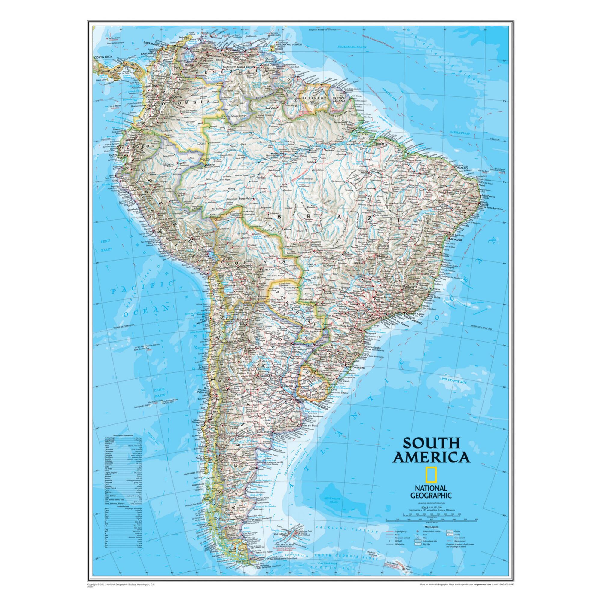 National Geographic™ South America Wall Map